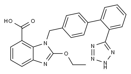 2-Ethoxy-3-[[4-[2-(1H-tetrazol-5-yl)phenyl]phenyl]methyl]-3H-benzoimidazole-4-carboxylic acid(139481-59-7)